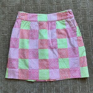 Vineyard Vines Patchwork Whale Print Skirt Women's 2 Zip Cotton Colorful Preppy
